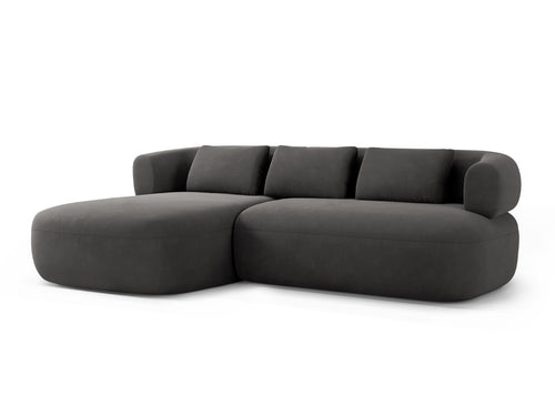 Micadoni linker hoekbank Jenny 5-zits, flueel donkergrijs - 145x225x73cm