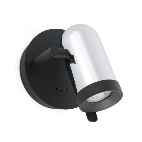 Faro Orleans - 1 Light Indoor Verstelbare Wandspot Chroom, Zwart, GU10