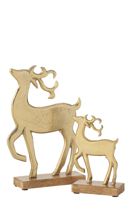 J-Line figuur Rendier Op Voet - aluminium/hout - goud - large