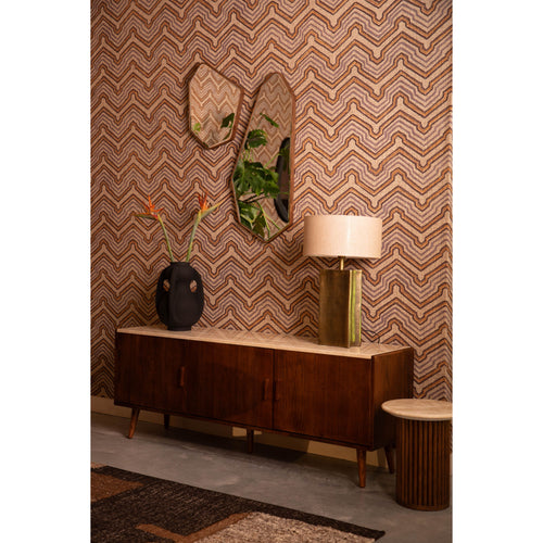 Dutchbone Basil Spiegel/ Wandspiegel Asymmetrische vorm Hout - Bruin - vtwonen shop