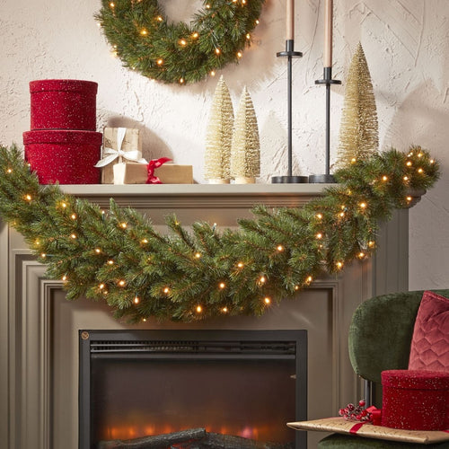 Triumph Tree Forest Frosted Swag met LED Verlichting - Kerstversiering voor Binnen - Guirlande in Gebogen Vorm - Kerstslingers met Sfeervolle Lampjes