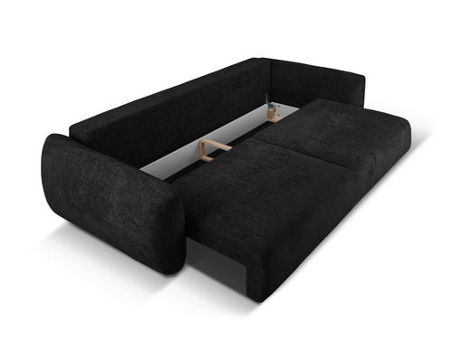 Cosmopolitan Design Slaapbank met opbergdoos Matera 3-zits, chenille, zwart - 108x240x86cm