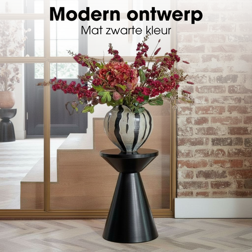 Mica Decorations Jim Bijzettafel - Bijzettafel Rond H45 x Ø31 cm - Ijzeren Tafeltje voor Woonkamer of Slaapkamer - Plantentafeltje - Nachtkastje
