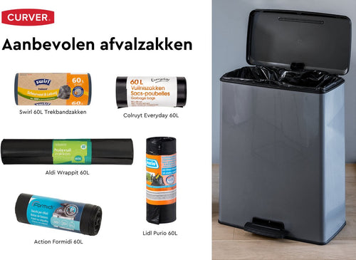 Curver Decobin Prullenbak - 65L - Rechthoekig - Grijs - vtwonen shop