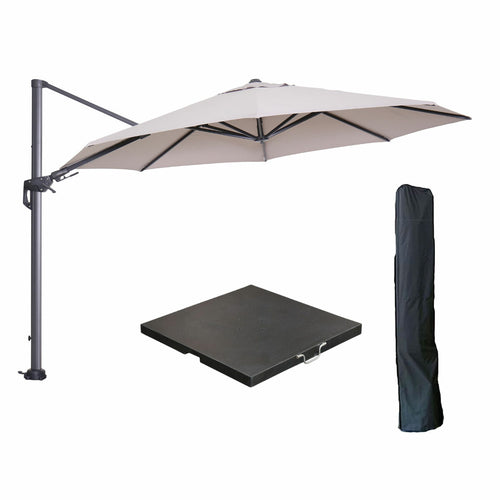 Garden Impressions zweefparasol Hawaii zand 350x350 cm + 90 kg voet en hoes