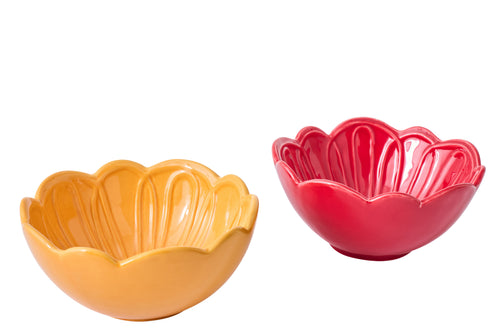 J-Line schaal Bloem - porselein - mix - large - doos van 2
