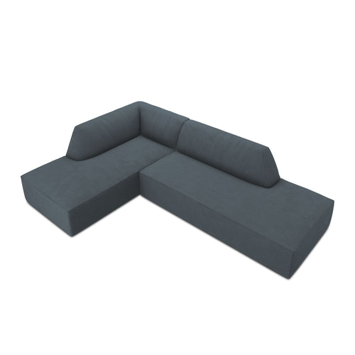 Cosmopolitan Design - Modulaire hoekbank links Siena 4-zits, ribfluwelen blauw - 180x273x69cm