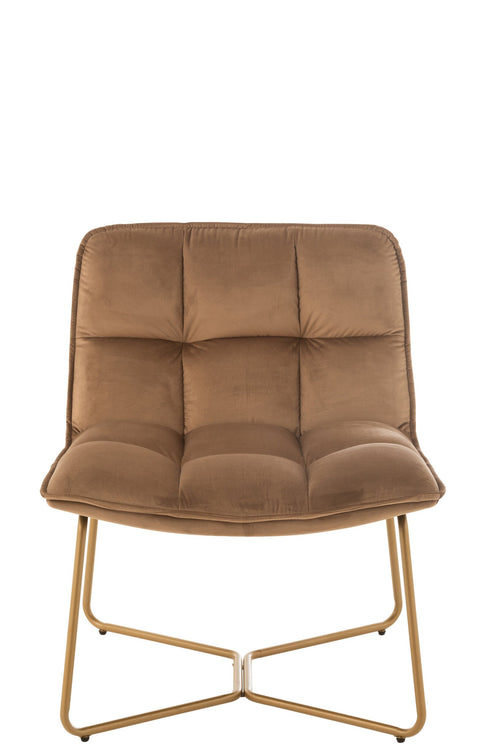 J-Line loungestoel Lisa - metaal/textiel - bruin - 2 stuks