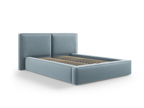 Micadoni Opbergbed met hoofdeinde Jodie 140x200cm, flueel, lichtblauw - 228x194x108cm