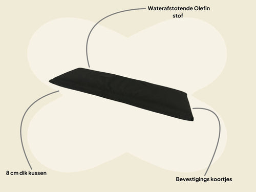 MaximaVida bankkussen Havana zwart 180 x 48 x 8 cm - waterafstotend