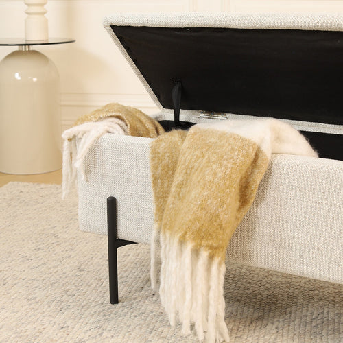 Nolon Jente bankje met opbergruimte beige melange - 95 x 37 cm