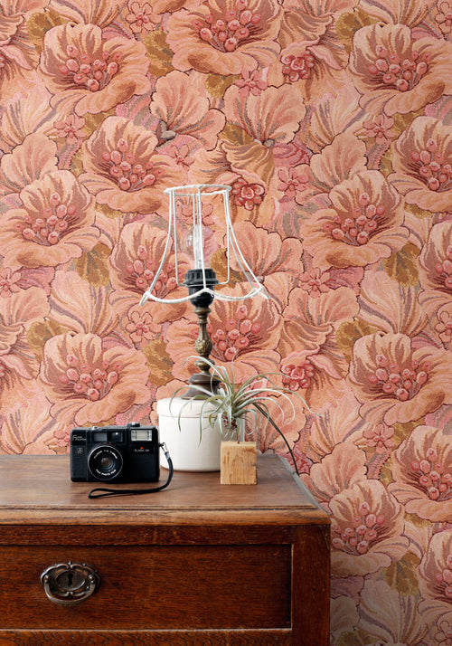 ESTAhome behang bloemmotief terracotta roze - 50 x 900 cm - 131294 - vtwonen shop