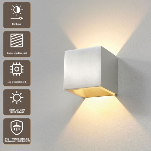 Artdelight Wandlamp Cube - Aluminium