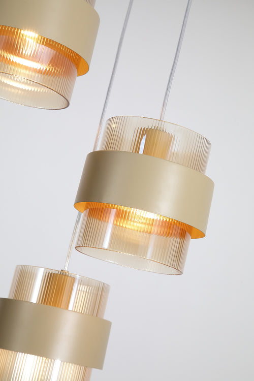 Searchlight hanglamp Royal - 3 lichts - 42  x 120   cm - zandkleur amber