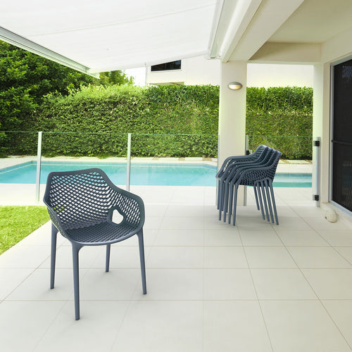 Garden Impressions tuinstoel Air XL donker grijs stapelbaar