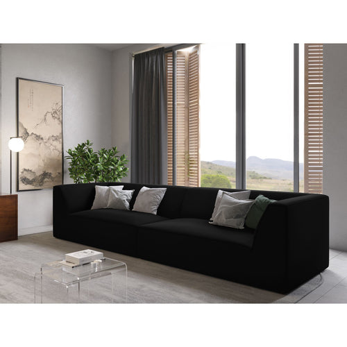 Cosmopolitan Design - Bank Siena 4-zits, flueel zwart - 93x302x69cm