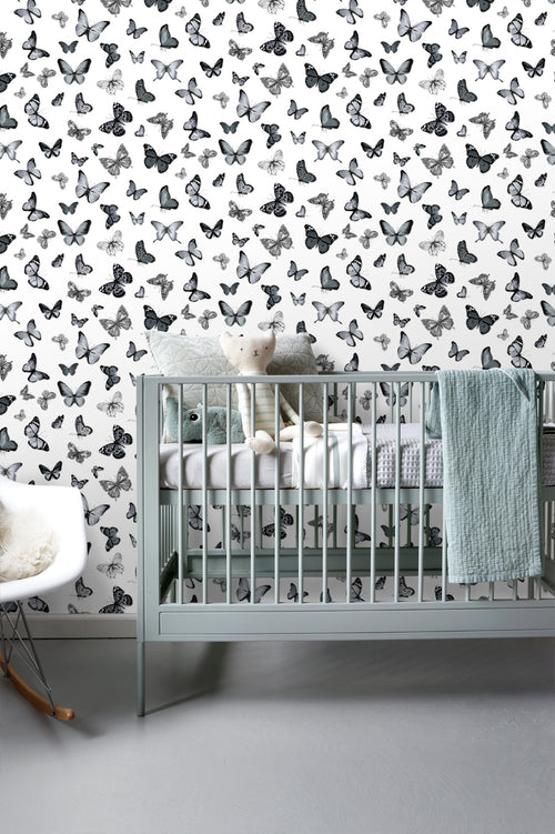 ESTAhome behang vlinders zwart en wit - 53 cm x 10.05 m - 138512