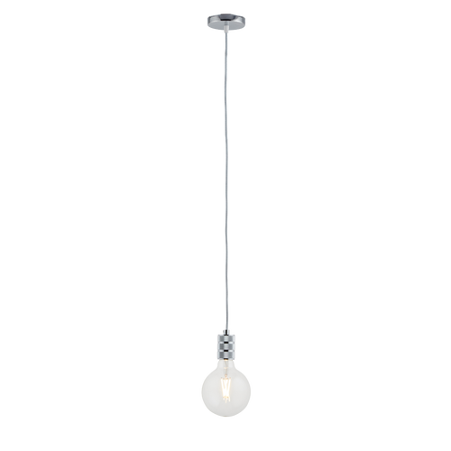 Lighto | Pendel Chroom | Inclusief Lichtbron Helder | Retro | 1.5m Snoer | Met Plafondkap
