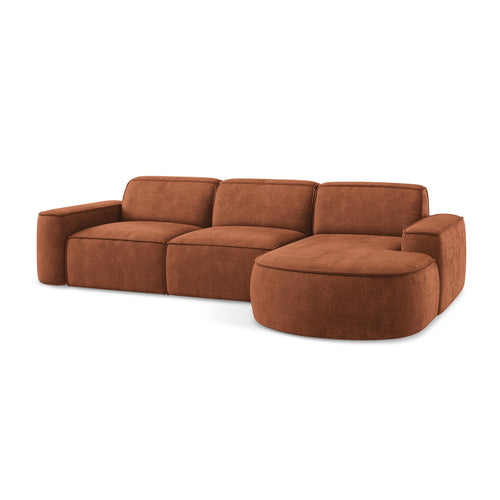 LaMiaSofa hoekbank rechts Melissa - chenille stof - terracotta - 284x166x70