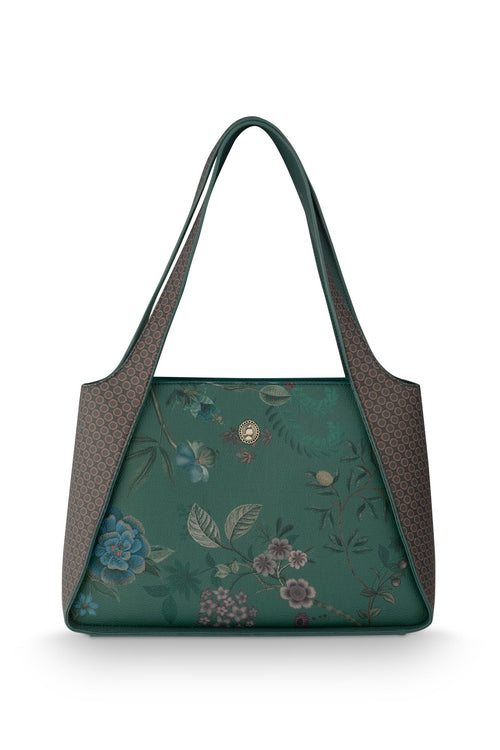 Pip Studio Filou Schoudertas Medium Bodhi Flower Dames - Groen - 34x13x23 cm