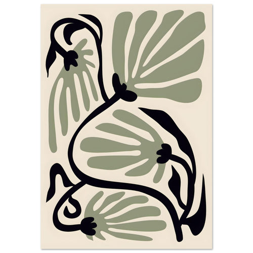 Artfulprints Poster met Lijst Matisse – Ode to a green flower   - 30x40 cm - Groen