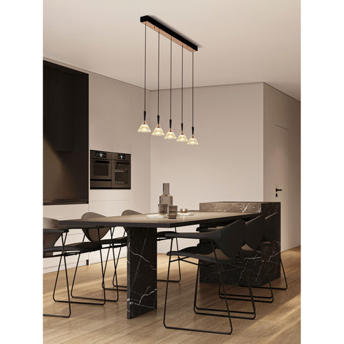 Nova Luce PALUZ Hanglamp voor aan het plafond, roségoud, matzwart, Triac dimbare LED 30W 1558lm 3000K