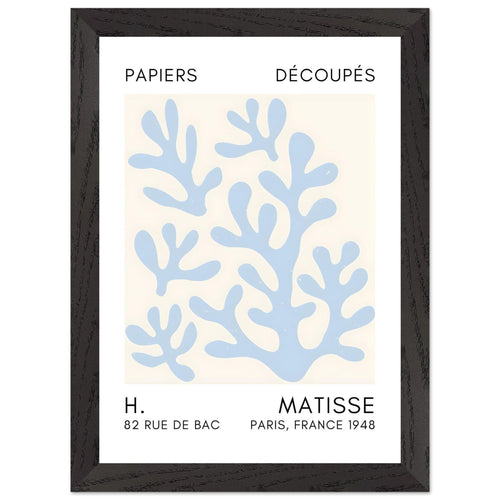 Artfulprints Poster met Lijst Matisse – Coral shadows light blue   - A4 21x29.7 cm - Blauw