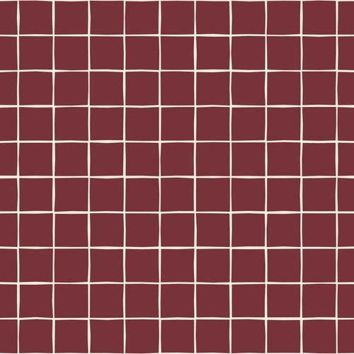 ESTAhome behang geblokt motief bordeaux rood - 50 x 900 cm - 131932