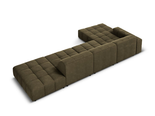 Cosmopolitan Design linker hoekbank Chicago 5-zits, flueel groente - 167x348x78cm
