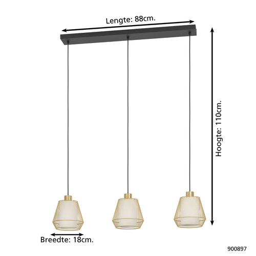 EGLO hanglamp Ciudadela - e27 - 88 cm - zwart/goud/wit - textiel - vtwonen shop