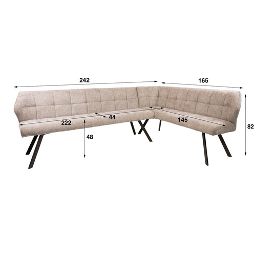 Giga Living Hoekbank Raster - Zand/Bruin Rechts - 230x150x80cm