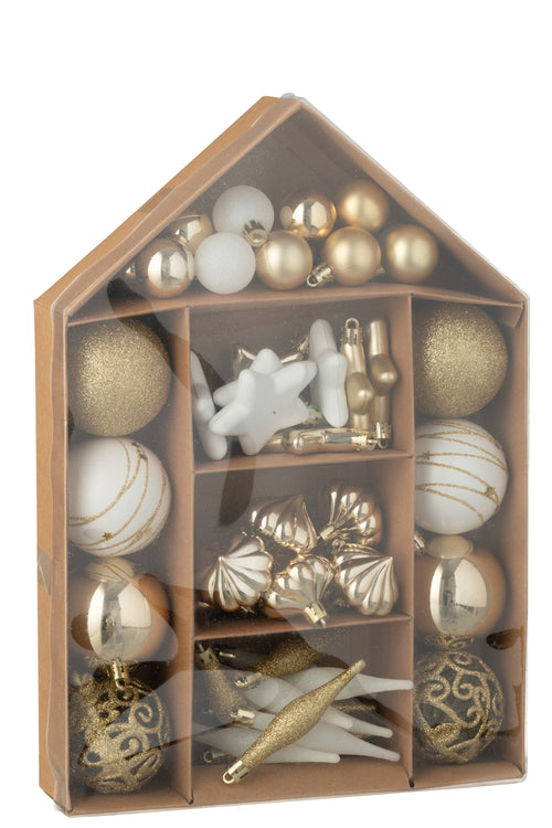 J-Line kerstbal - kunststof - groen/wit - doos van 50