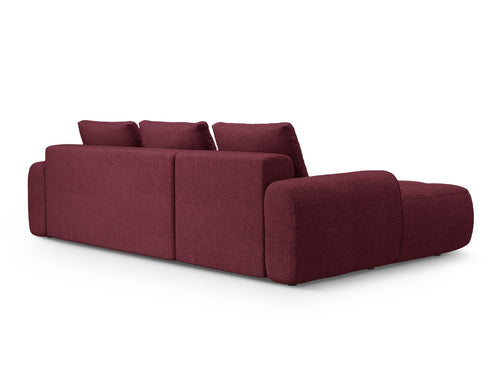 Cosmopolitan Design Uitklapbare hoekbank links met opbergdoos Linz 3-zits, structurele stof bordeaux - 142x275x84cm