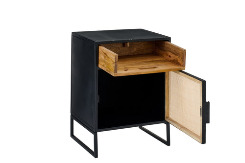 J-Line bijzettafel Rieten Panelen - hout - zwart/naturel