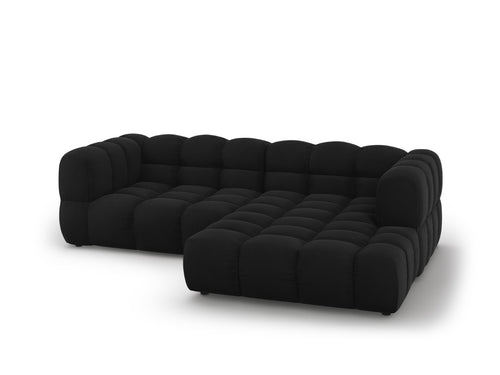 Cosmopolitan Design Modulaire hoekbank rechts Sky 3-zits, flueel, zwart - 162x244x70cm