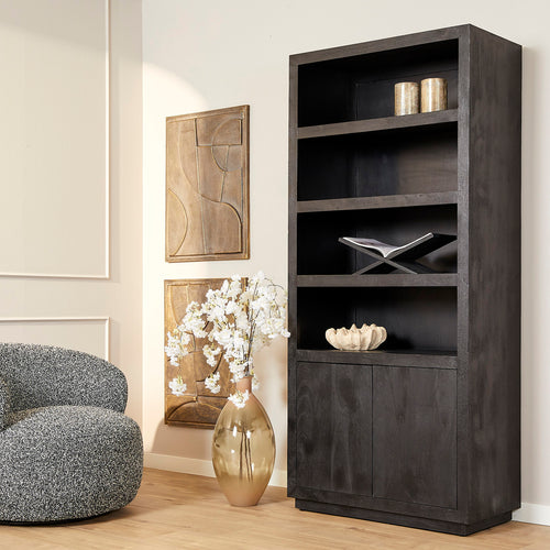 StarFurn Boekenkast Brussel - Zwart Hout - 90x45x200cm