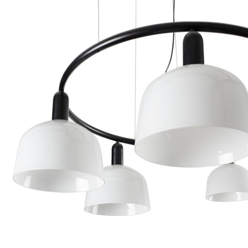 Faro TATAWIN Medium 5-lichts cilindervormige plafondlamp, satijnzwart, opaal