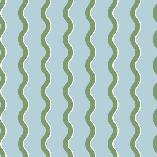 ESTAhome behang golvende strepen blauw en groen - 50 x 900 cm - 132136