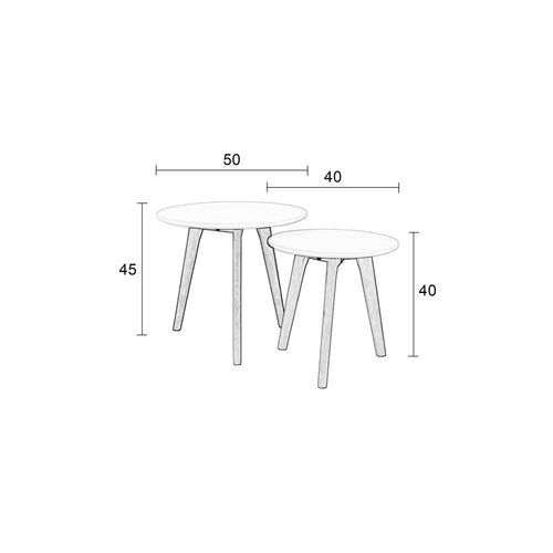 Housecraft Living Bodine Bijzettafel Rond Hout Wit - Set van 2 - vtwonen shop