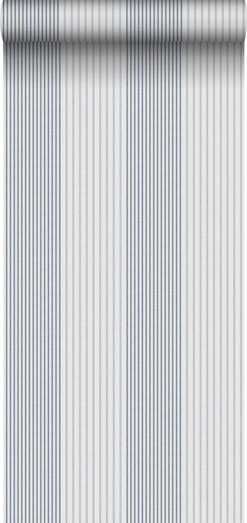 Sanders & Sanders behang strepen donkerblauw en grijs - 53 cm x 10.05 m - 640670