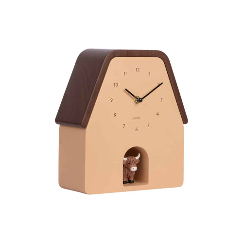 Karlsson wandklok Highland Cow Cuckoo - bruin - 9.4x22.7x25cm