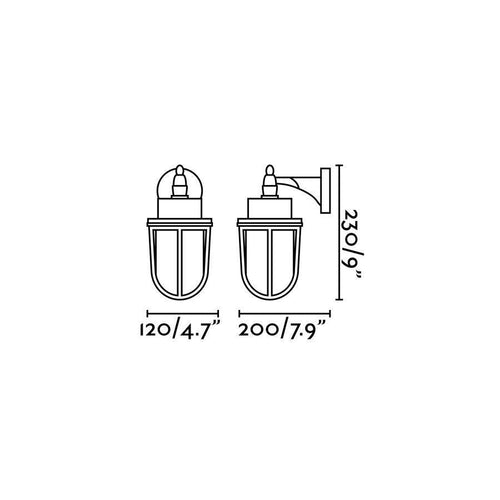 Faro Nahir - 1 Lichts Buiten Wandlantaarn Messing IP44, E27