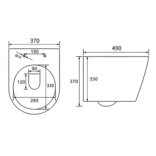 LOMAZOO hangtoilet Linea - rond - zwart