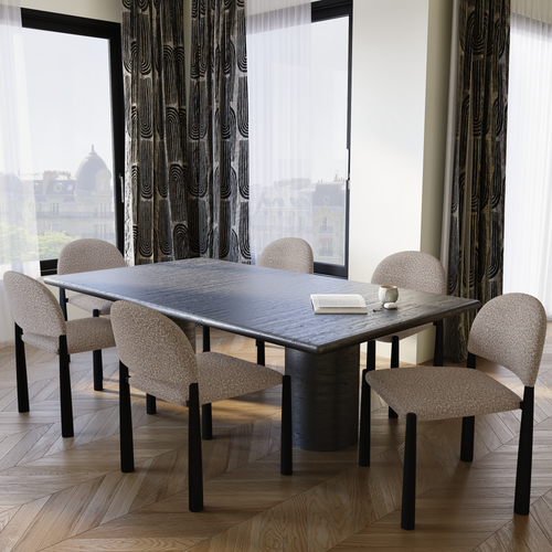 Sia Home - Eetkamerstoel MILO - Bouclette stof - Mol - 53cm - vtwonen shop