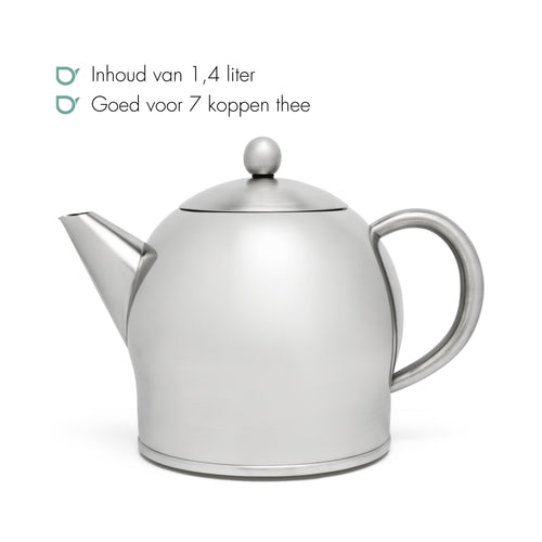 Bredemeijer - Dubbelwandige theepot Minuet Santhee - 1,4 liter - RVS - Mat - vtwonen shop