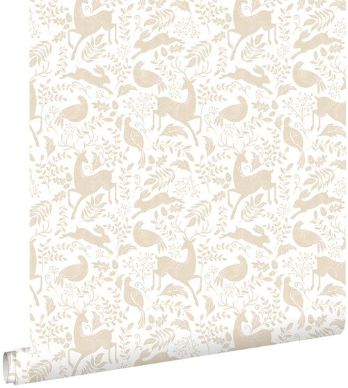 ESTAhome behang bos met bosdieren beige - 50 x 900 cm - 139527