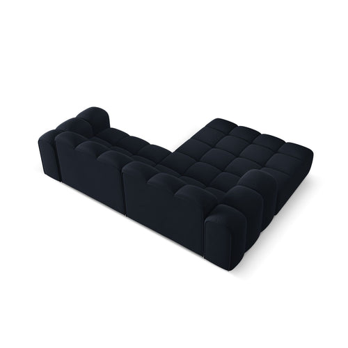Cosmopolitan Design - Linker hoekbank Treno 3-zits, flueel donkerblauw - 184x240x70cm