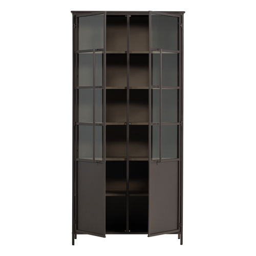 WOOOD xl 2-deurs vitrinekast Exhibit - Metaal - Donkerbruin - 203x99x45