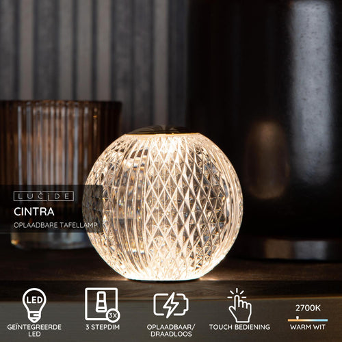 Lucide tafellamp CINTRA - Geïntegreerde LED - Transparant - vtwonen shop