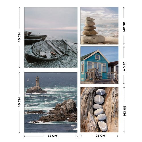 Art for the Home Canvas Set van 5 - Strand - 80x60cm